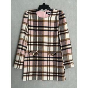 KatieJNYC Margaret Long Sleeve Dress Pink Plaid Junior Girls Small NEW